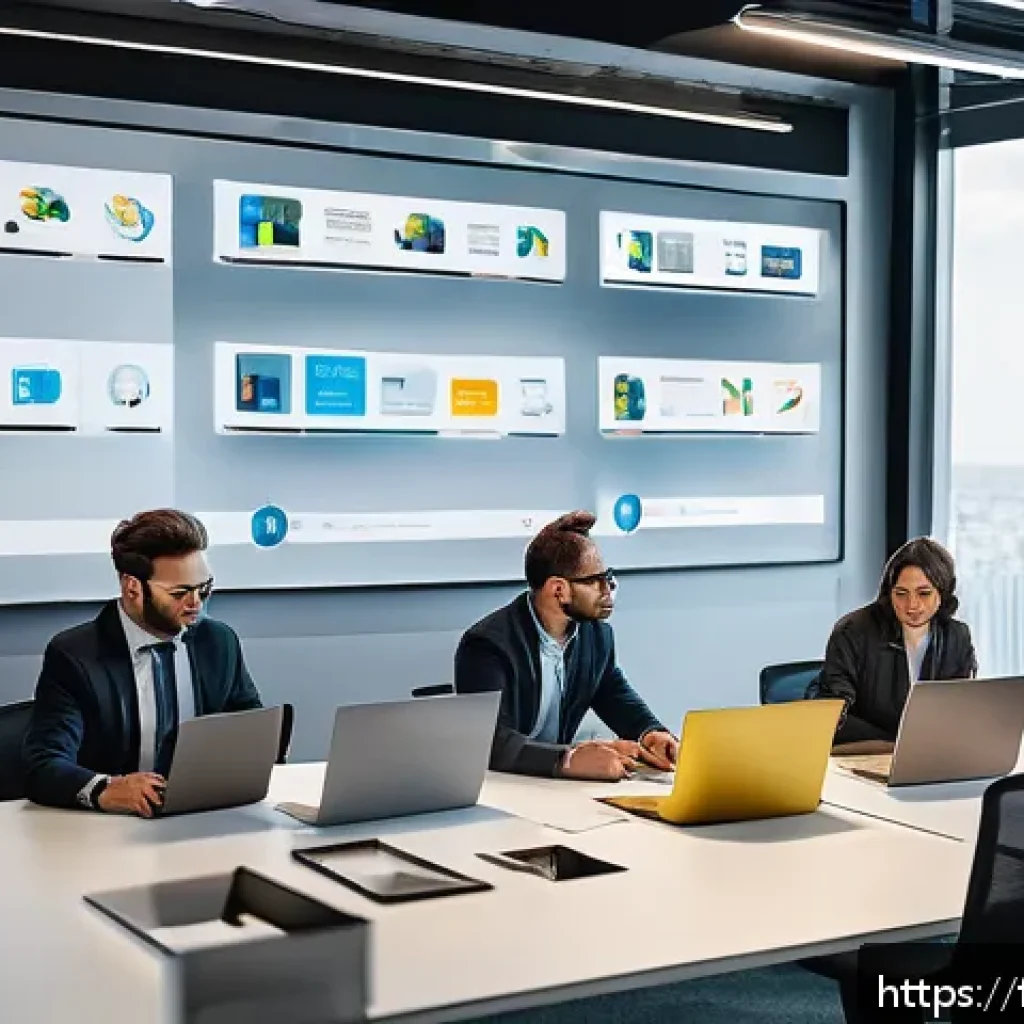 노무사 시험에 출제된 법령의 변화 - A modern French office scene showing a diverse group of employees engaged in a hybrid work meeting, ...